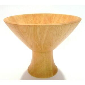VTG Wooden PEDESTAL BOWL Fruit Display Centerpiece 9.5" Solid Wood Honey Oak